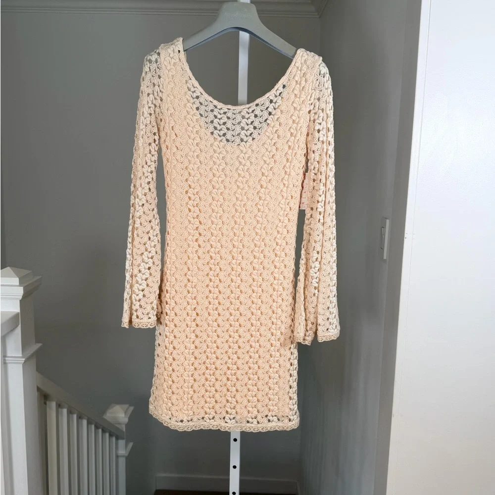 Free People Ivory Lace Crochet Gypsy Mini Dress XS New With Tags - Picture 4 of 10